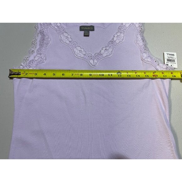 Style & Co. Womens Size Small Lavender Lace Trim Scallop Tank Top - Picture 3 of 10